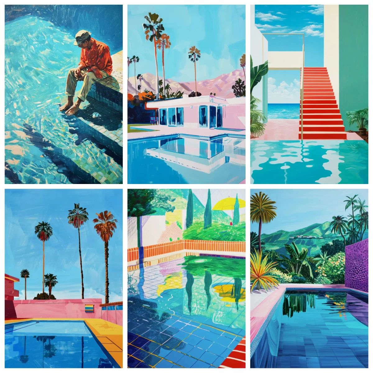 Diamond Painting By Numbers Palm Springs Poolside Landscape on Diamond Home Decor for Living Room Bedroom Handmade Gift Framel