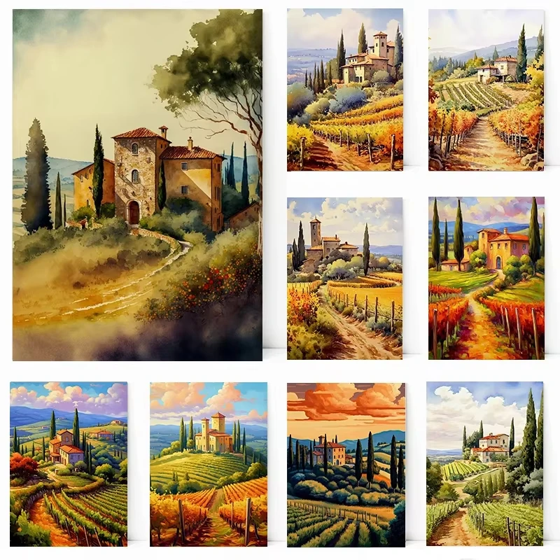 Póster de paisaje de la costa de Amalfi y Toscana, arte de pared de viaje italiano, pintura en lienzo para decoración del hogar