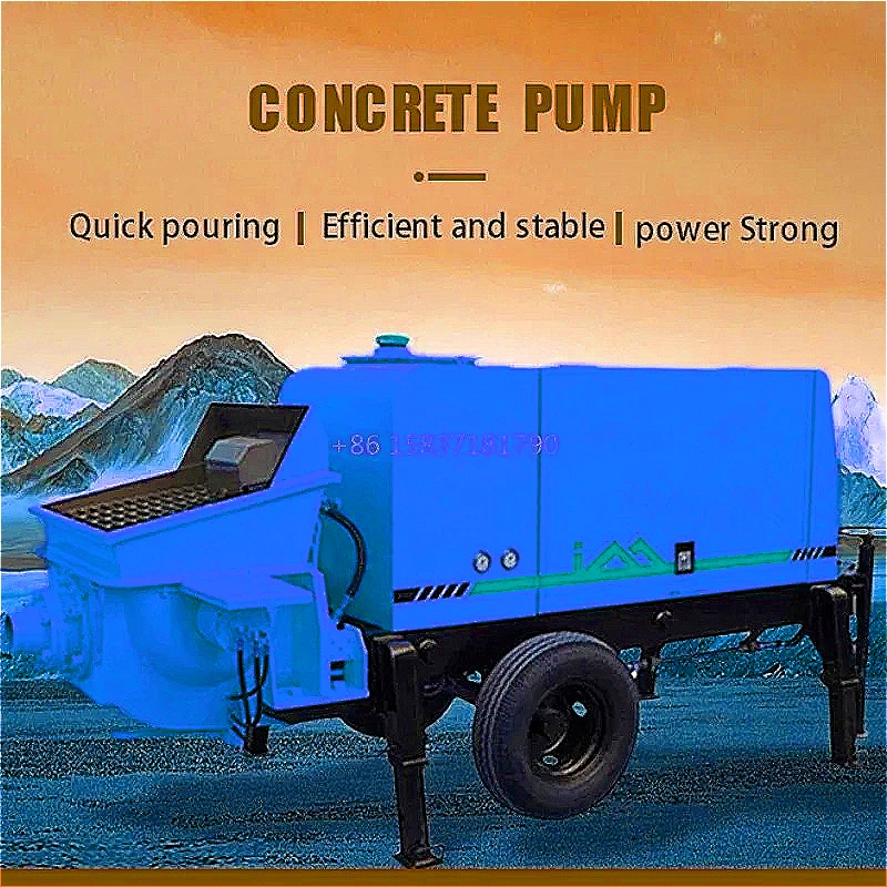 Trailer Concrete Pump Portable Concrete Pouring Hydraulic Mixer Cement Pump Small Construction Column Mini Concrete Pump Mixer