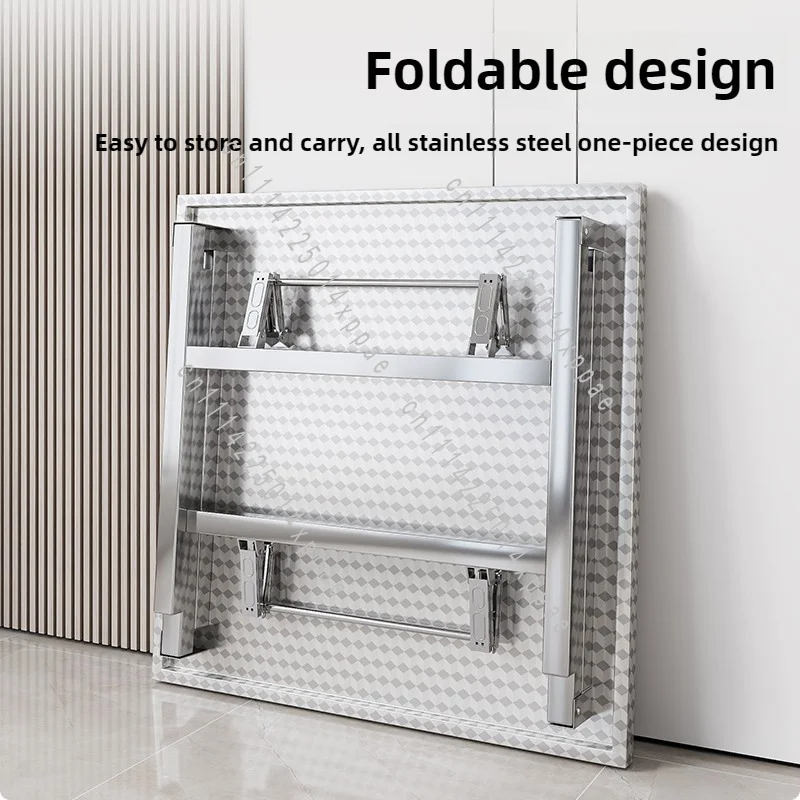 Foldable Table Portable Outdoor Camping Desk Commercial Buffet Serving Counter Home Dining TableStainless Steel Multifunctional