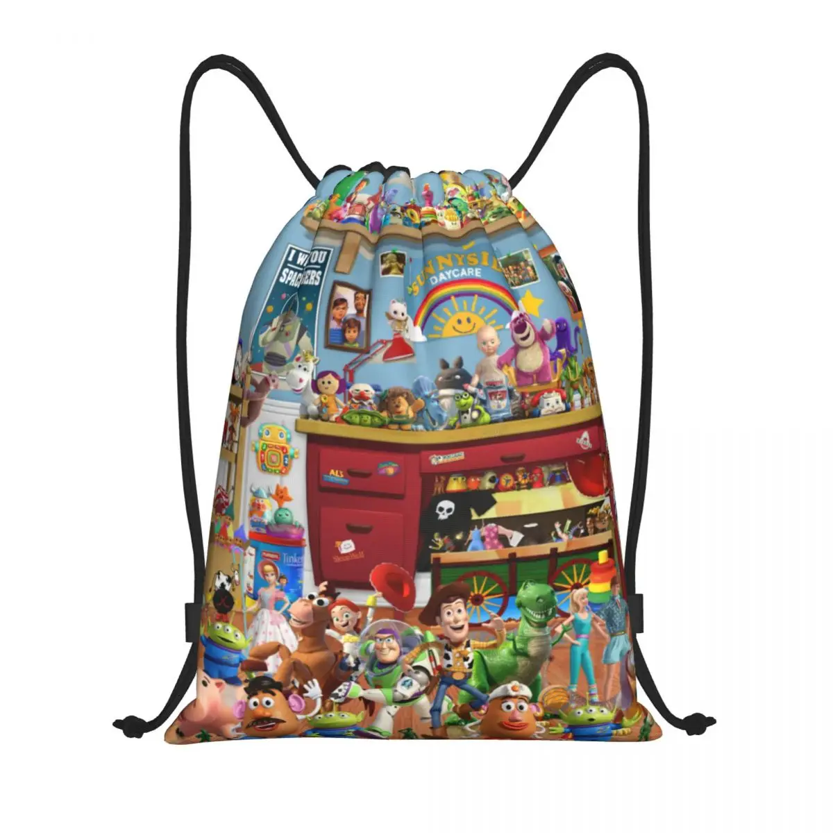 

Custom Complete Toy Story Characters Drawstring Bag Men Women Lightweight Animated Sports Gym Storage Backpack