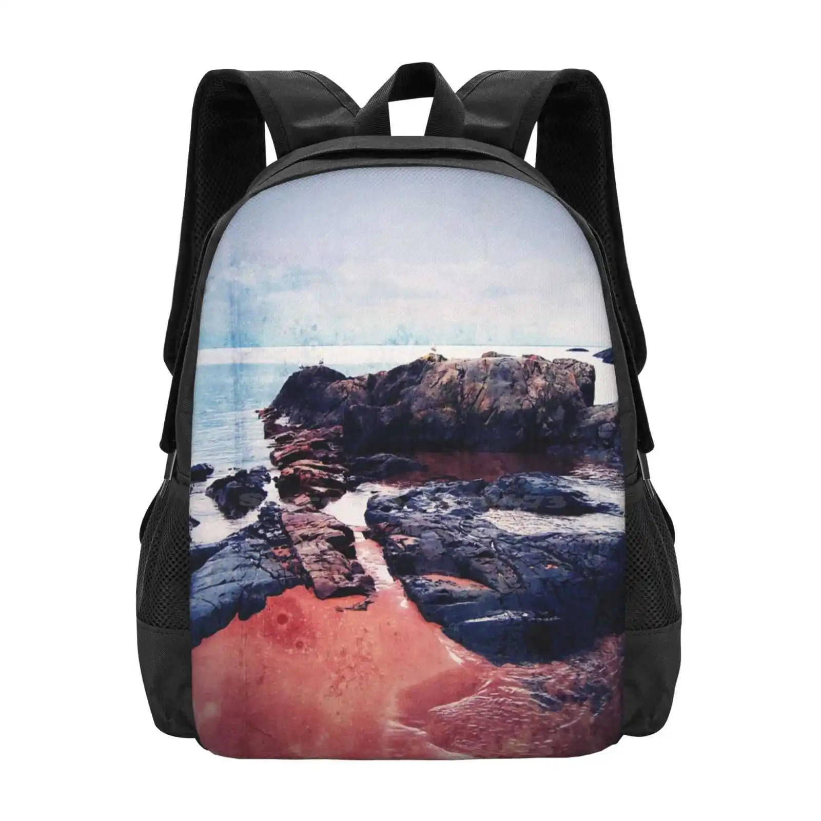 Castles In The Sand Fashion Pattern Design Travel Laptop School Backpack Bag Castles In The Sand Islands Coastal Lake Superior