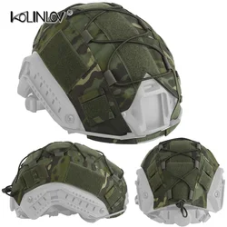 Cubierta de casco táctico para MH PJ BJ OPS-Core Fast, Paintball, caza, Airsoft, MC camo con cordón elástico