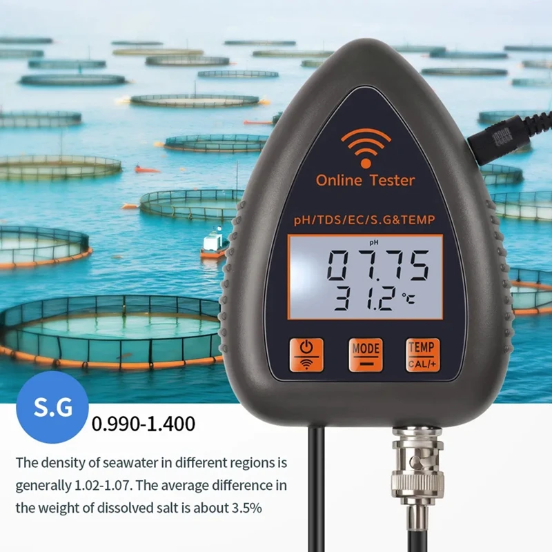 ที่ดีที่สุด-Tuya Wifi 5In1 เครื่องทดสอบคุณภาพน้ําออนไลน์Monitor TDS S.Gความเค็มอุณหภูมิทดสอบเมตรสระว่ายน้ําPH Meter EU Plug