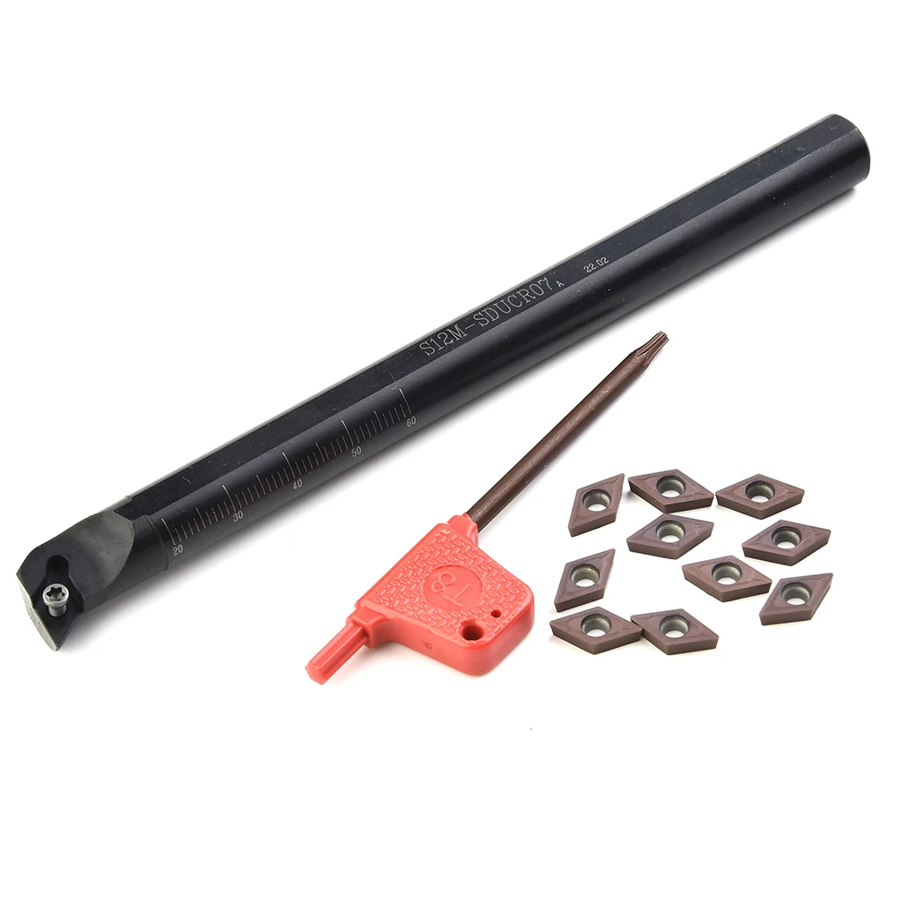 S12M-SDUCR07 Lathe Boring Bar Turning Tool Holder+DCMT0702 Carbide Insert Cutter Blades Lathe Turning Tool Kits 12mm