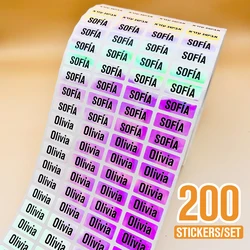 200 Stuks Waterdichte Naam Sticker Custom Zelfklevende Briefpapier Stickers Personaliseren Voornaam Label Voor Kinderen School Briefpapier Tag