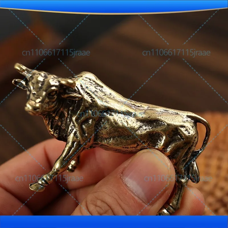 Solid brass buffalo office desktop small ornament bull scalper bronze tea pet jewelry handicraft hand play piece