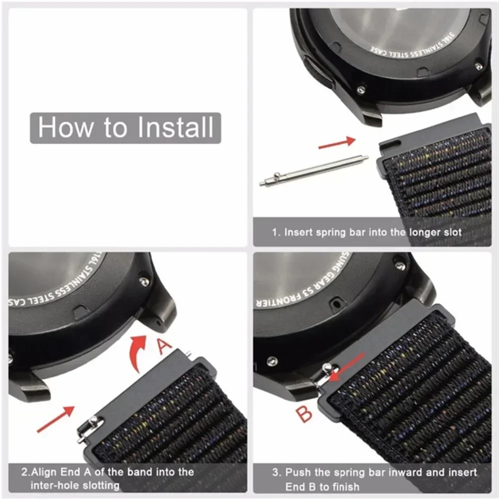 Нейлоновый ремешок для часов 20 мм/22 мм для Samsung Galaxy Watch 6 4 7 FE classic/5 Pro/active 2/Gear S3, ремешок Huawei GT 5-4-3