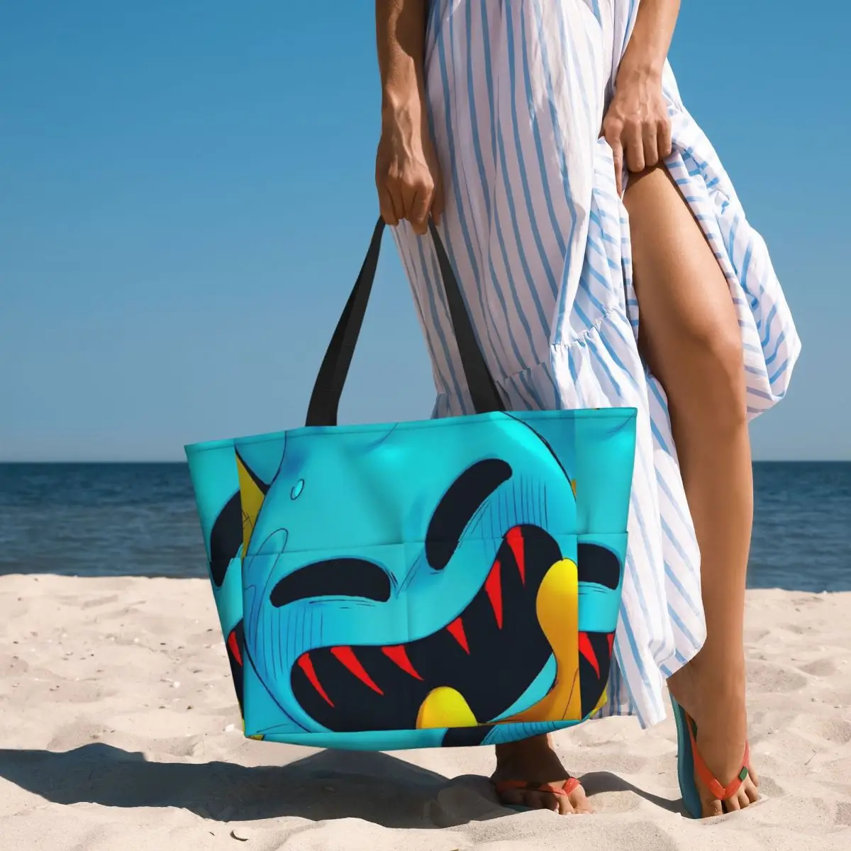 

Doey Doughman Horror Pianosaurus Beach Tote Bag Sport Gym Yoga Duffle Large Tote Bag Women Travel Bag Fitness bag