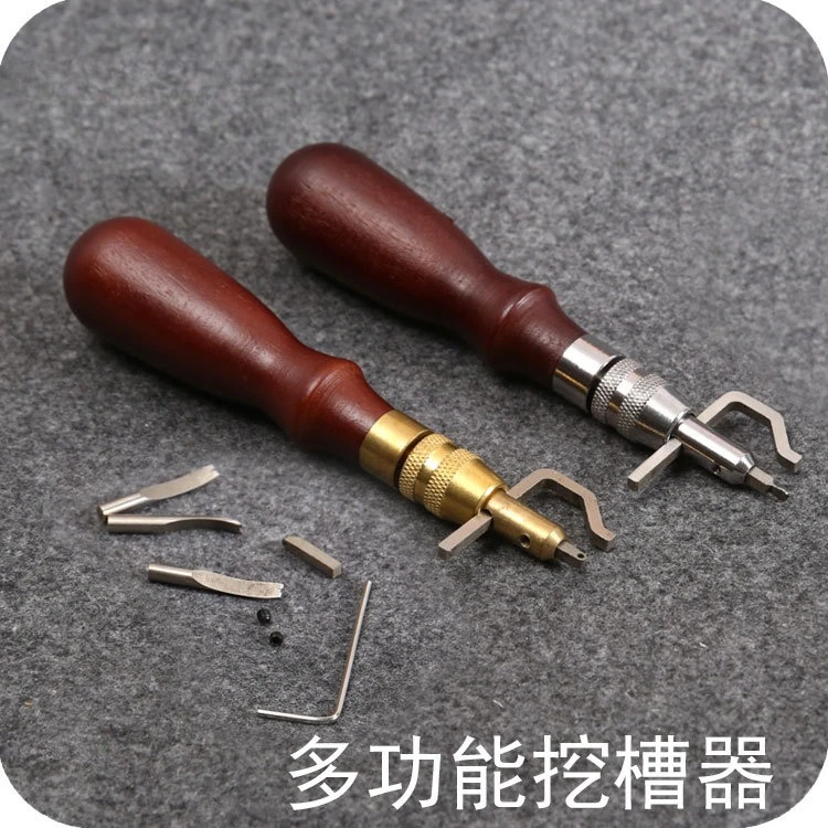 Leather DIY Multi-functional Edge Finder Scriber Crimper Groove Digger 5 Heads
