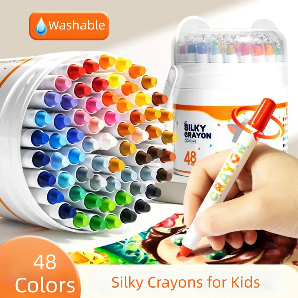 Twistable Crayons Silky Crayons for Kids Water Based Washable Safe Colouring Pen Easy Grip Crayons Preschool Art Colors Gift