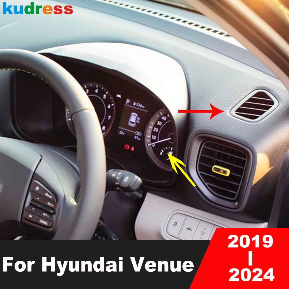 Car Interior Air Condition Outlet Vent Trim Cover For Hyundai Venue 2019 2020 2021 2022 2023 2024 Carbon Fiber Car Accessories