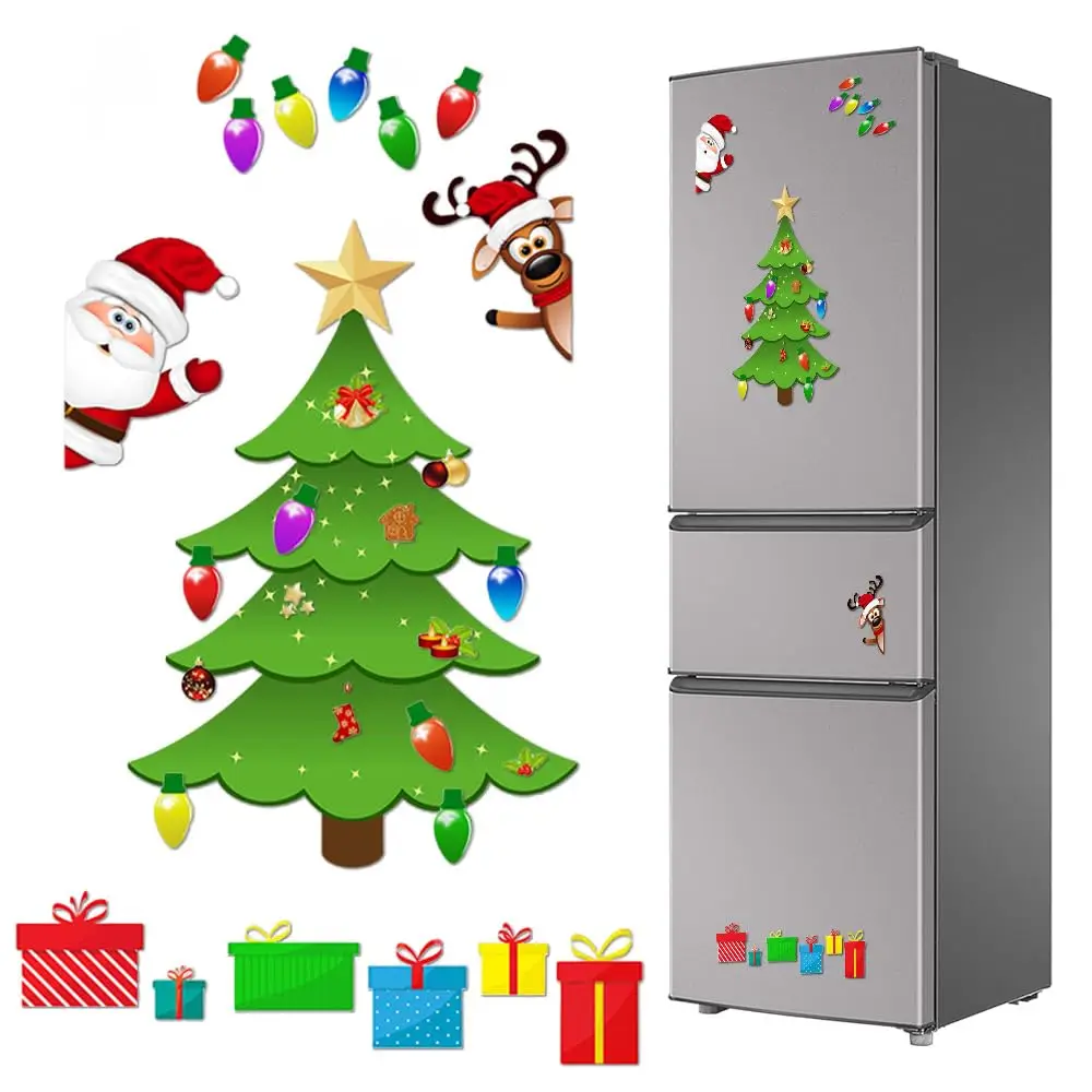 

Christmas Tree Refrigerator Magnets Decoration, 2026 Upgrade Christmas Fridge Decorations, Multifunctional Reindeer Fridge Magne