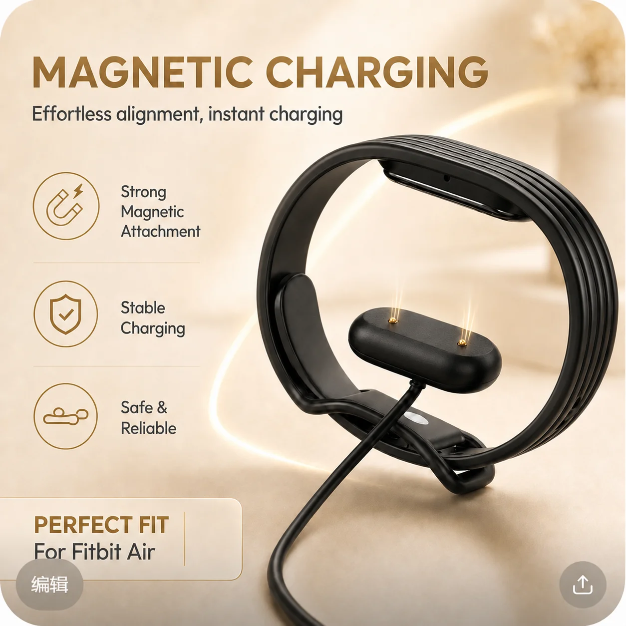 Magnetic Charger Cord For Google Fitbit Air USB/Type-C Charging Cable Wire Adapter For Google Fitbit Air Smart Watch