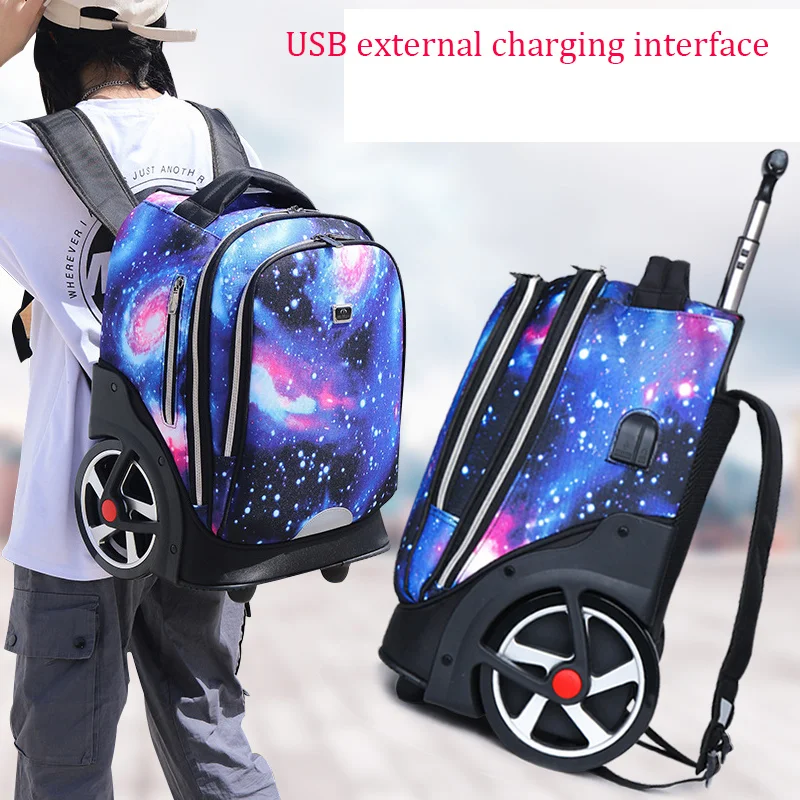 Sacs à dos à roulettes pour adolescents, sacs à roulettes scolaires, port de charge USB, bagages à roulettes