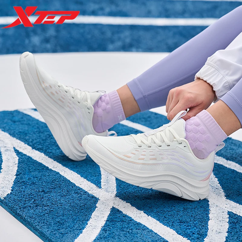 Xtep Running Shoes For Women 2024 Spring Stability Athletic Shoes Jogging Breathable Sneakers 976118110034