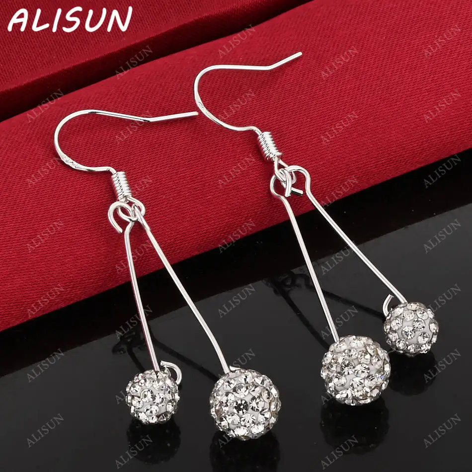 

ALISUN 925 Sterling Silver Zircons Balls Zircons Earrings Drop Earrings Charm Trend Birthday Gifts Fashion Party Fine
