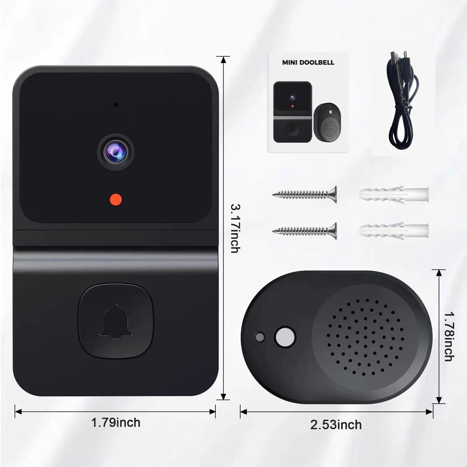 WiFi Video Doorbell Smart Home Wireless Security Protection Camera Ring Door Bell Intercom Night Vision Rechargeable Kement APP