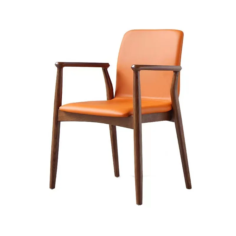 

※qDesigner's Wood Chair Dining Desks and Chairs Restaurant Armrests Ash Wood Dining Chairs Backrests Leather Conference Rooms