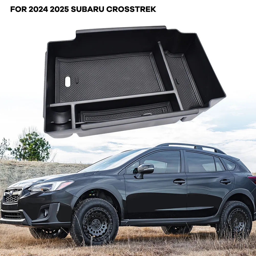 

Для Subaru Crosstrek 2024 2025 автомобильный лоток для центральной консоли, подлокотник, ящик для хранения, органайзер для интерьера, уборка, черные аксессуары
