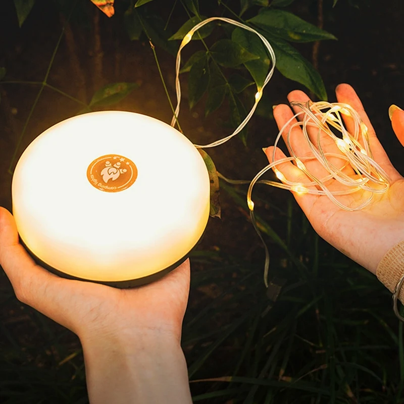 Гирлянды для кемпинга, светодиодные ленты для кемпинга на открытом воздухе, дизайн 2 в 1, 2000 мАч, перезаряжаемые, 10 м, уличный водонепроницаемый фонарь для палатки