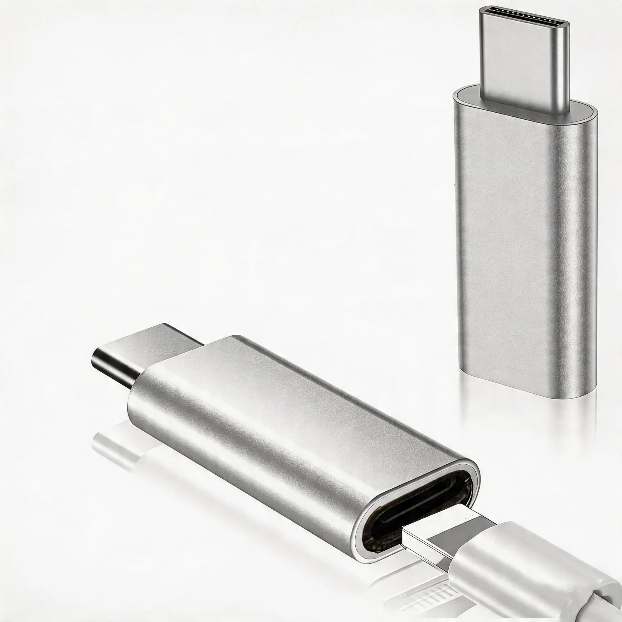 Dual Pack Lightning to Type-C Adapter Stable Data Transfer Charging Connector for CarPlay Wireless Dongle iPhone 16 15 Samsung