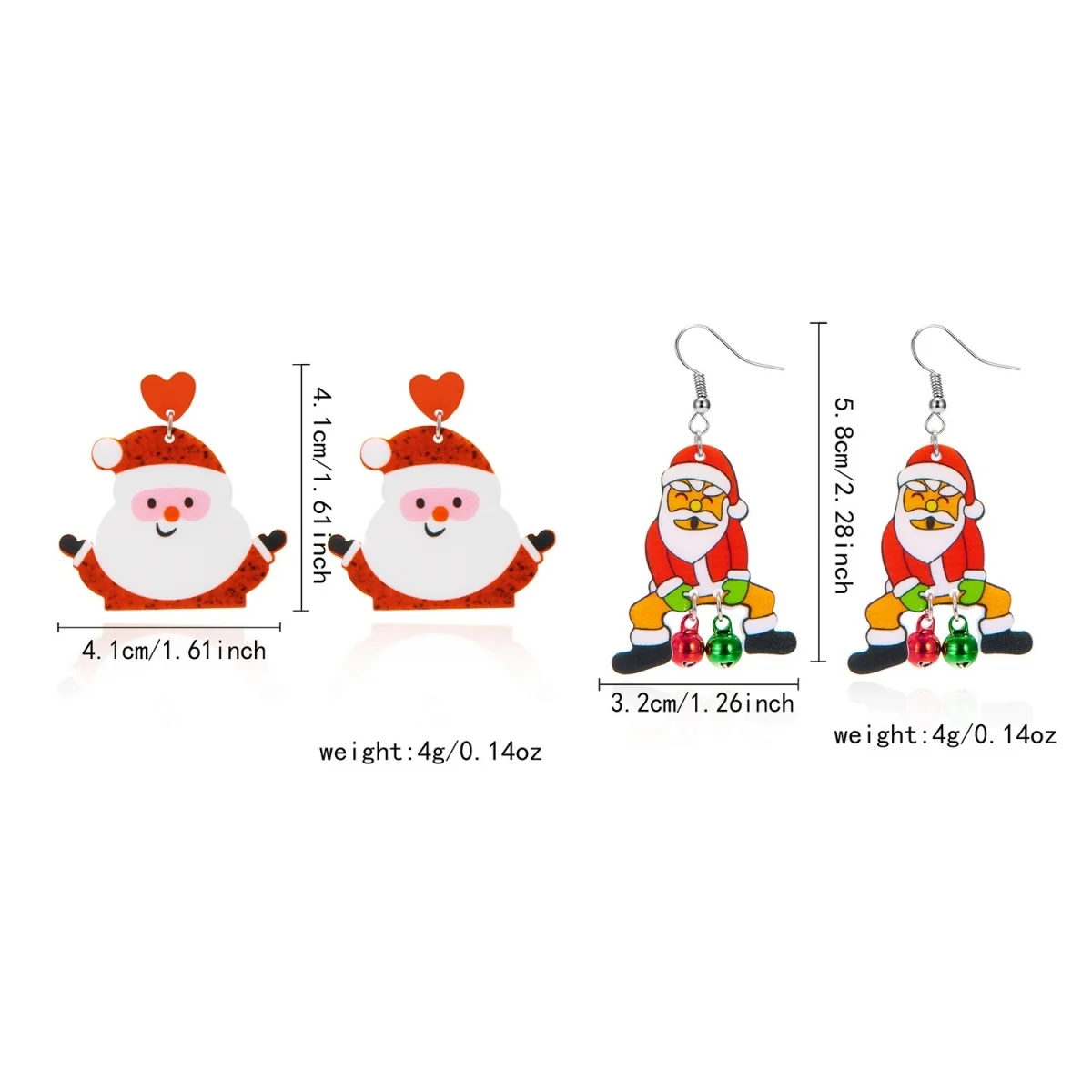 2 Paar/Set Cartoon Acryl Weihnachtsmann Weihnachts-Ohrhänger für Frauen Niedliche Sitzende Glocken Quasten Weihnachts-Ohrringe Neujahrs-Schmuck – Detail 27