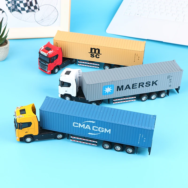 1 PCS 1:36 Diecast Alloy Truck Head Model Toy Container Truck Pull Back With Light Engineering Transport Vehicle For Children