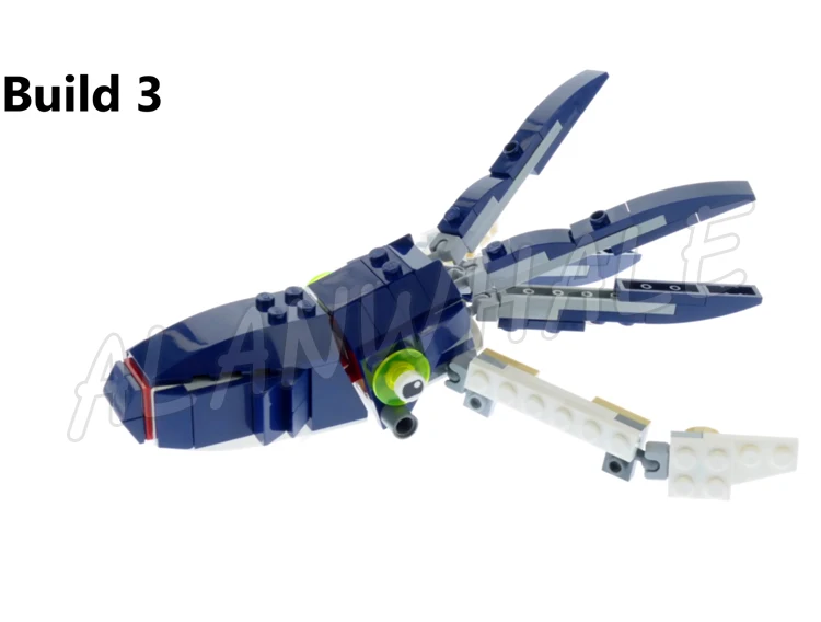 388pcs Creative 3in1 Deep Sea Creatures Dark-blue Shark Crab Squid Angler Fish 31009 Building Blocks toy Compatible With Model