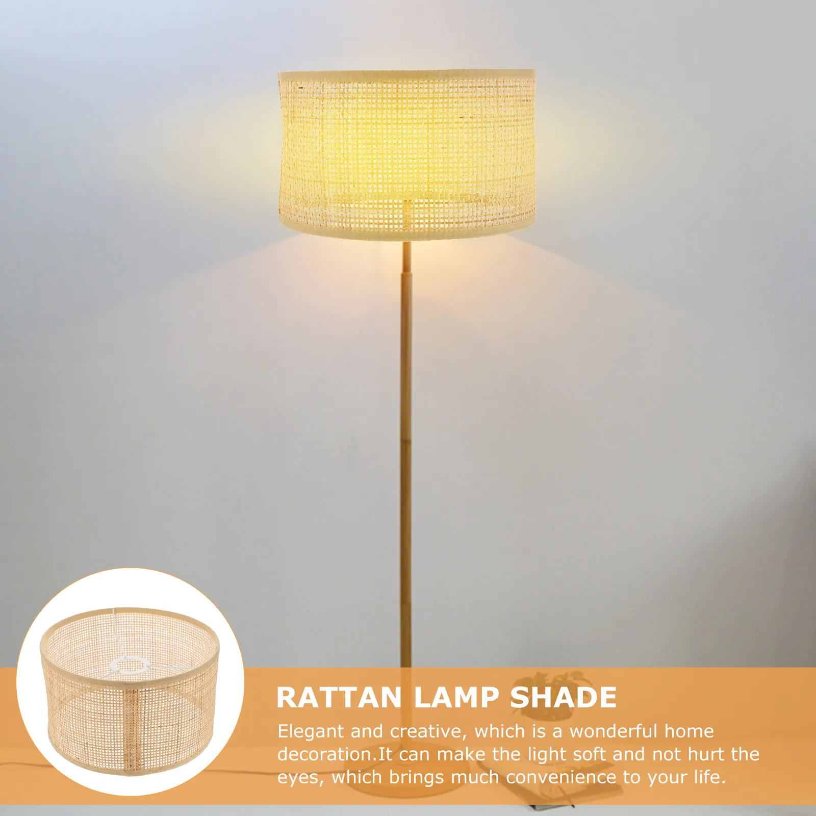 

Delicate Lampshade Rattan Woven Light Shade for Indoor Outdoor Use Decorative Hanging Fixture Home Living Room Decoration