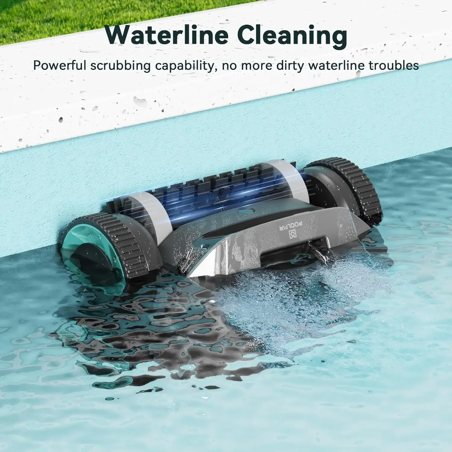 Robotic Pool Cleaner - Automatic Pool Vacuum Robot with Wall Climbing - 120 Mins Runtime, Quad-Motor Powerful Suction, Self-Park