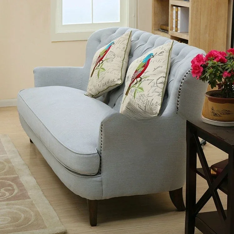 American country soft bag sofa furniture living room cafe three-person fabric art buckle leisure negotiation sofa