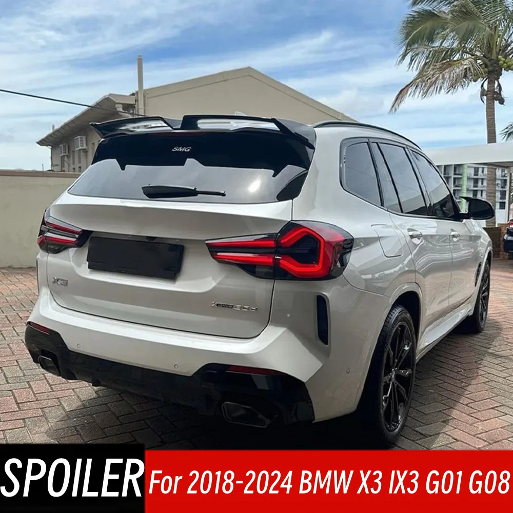

For BMW X3 IX3 G01 G08 2018-2024 Rear Roof Trunk Lid Lip Spoiler Wings Car Black Carbon Sport Styling Exterior Accessories Part