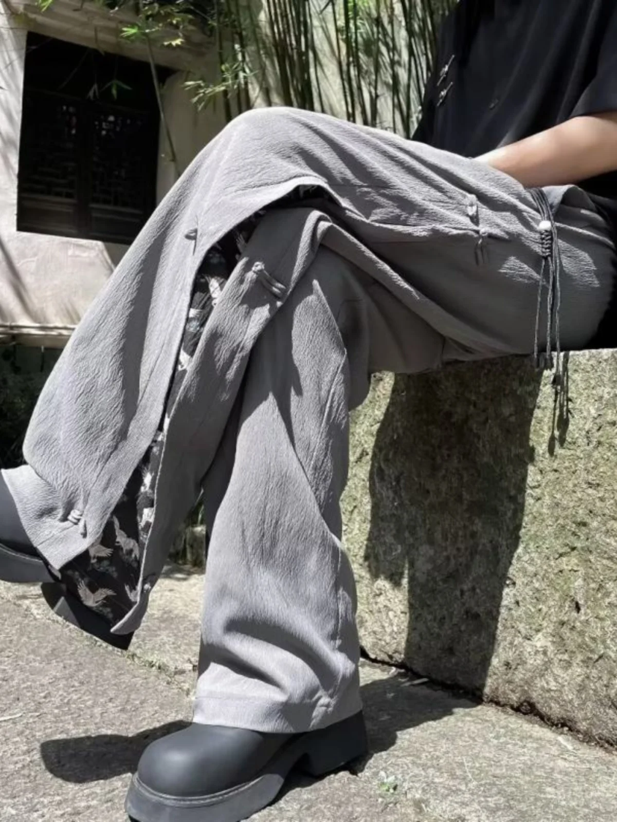 

Повседневные широкие брюки, мужские летние дизайнерские прямые брюки с прямыми трубками, новые китайские брюки на пуговицах в национальном стиле