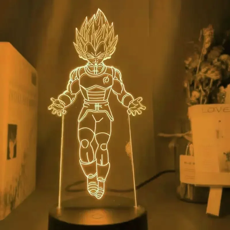 Dragon Ball Anime LED Night Light, Super Saiyajin, Son Goku, Vegeta, 3D, Mini Toque, Candeeiro de mesa, Brinquedos para crianças, Presente de Natal