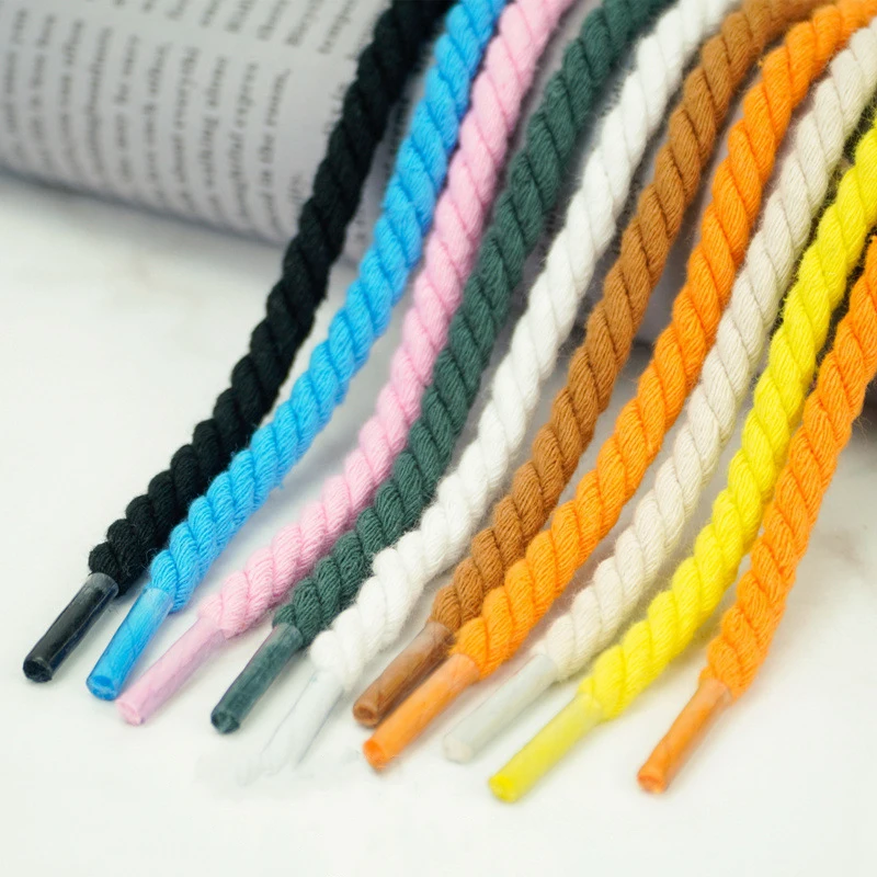 1 Pair Round Shoelaces 0.6CM Thicker Cotton Shoelace Twisted Rope Laces Sneakers Boots Shoe Laces for Shoes Sneakers