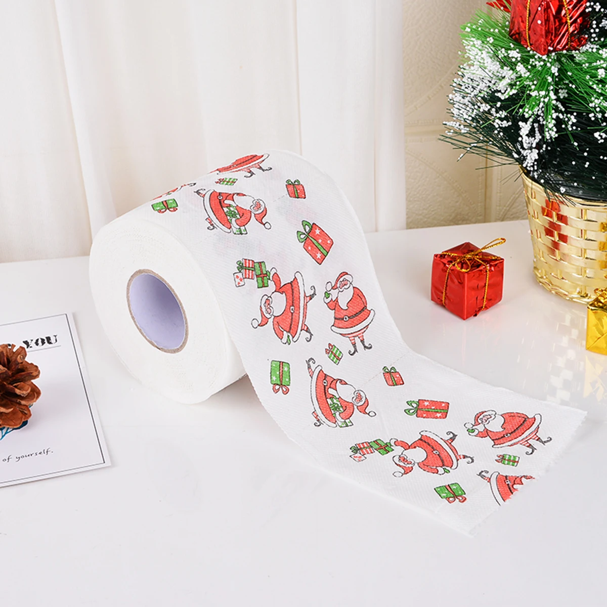 Christmas Toilet Paper Merry Christmas Decoration for Home 2024 Navidad Santa Xmas Decor Tissue Natal Noel Happy New Year 2025