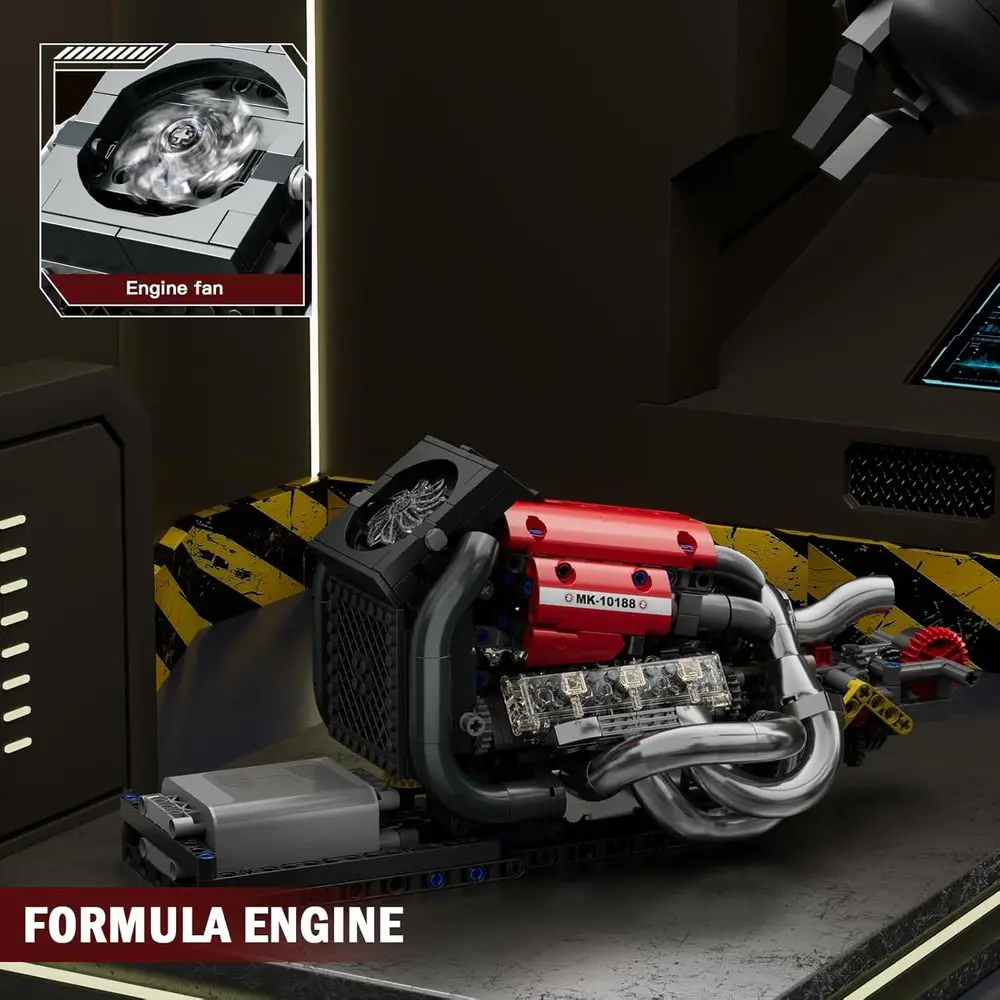 Kit di montaggio motore F1, giocattoli modello motore, set motore a combustione, kit educativo STEM da 10188 pezzi per età 14+