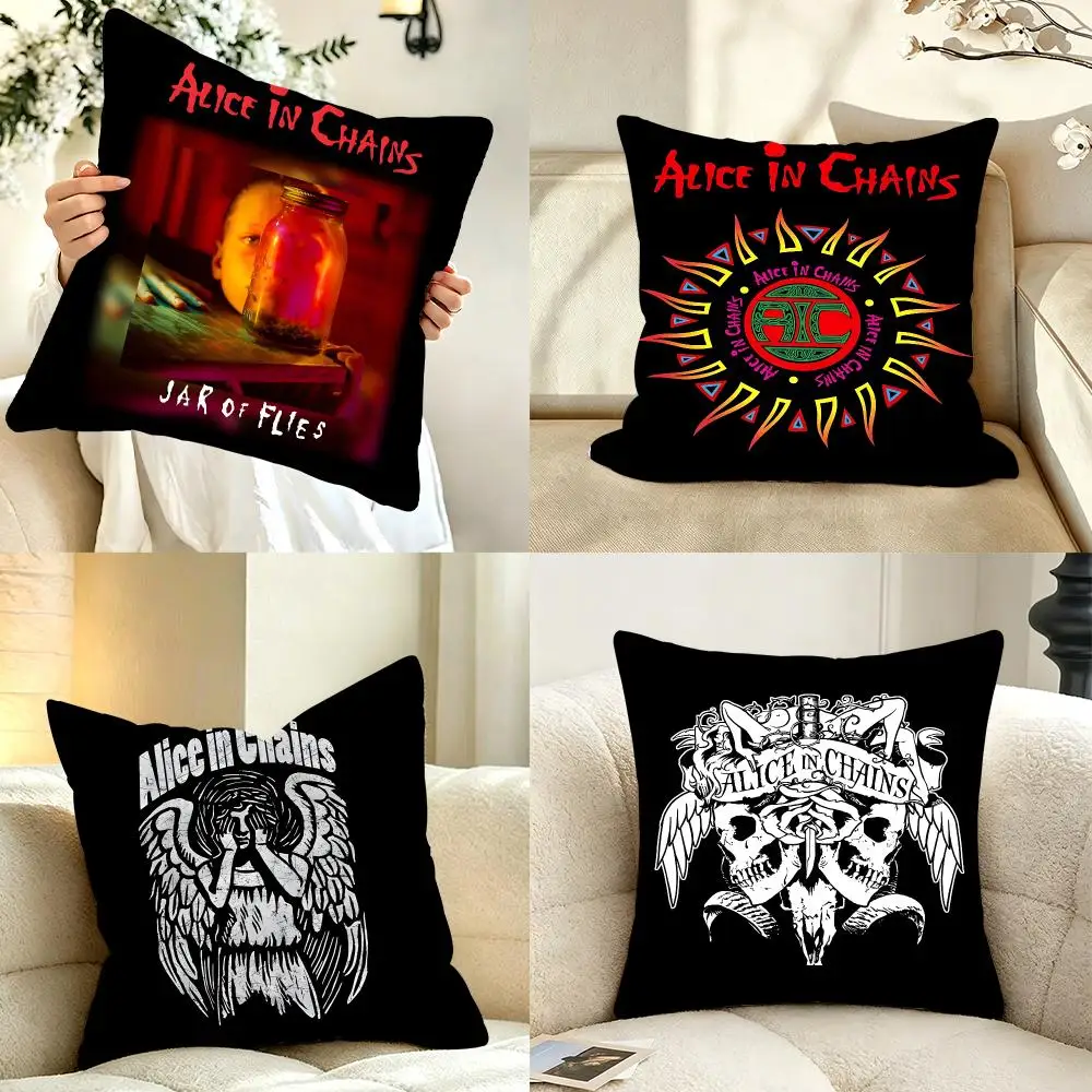 Band Music Alice In Chains Cushion Cover Bedroom bed reading backrest cushion Festive plush holiday Soft plush throw