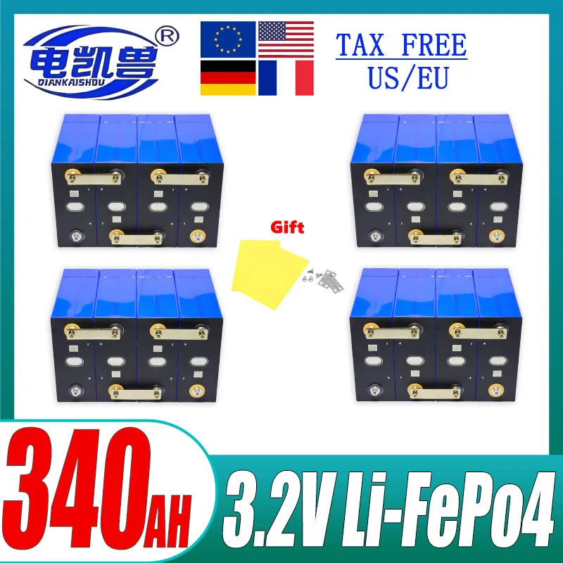 

Lifepo4 3.2V 340AH High-capacity Rechargeable Grade A Battery DIY 12V 24V 48V Travel Solar RV Campers Cell batteries Tax Free