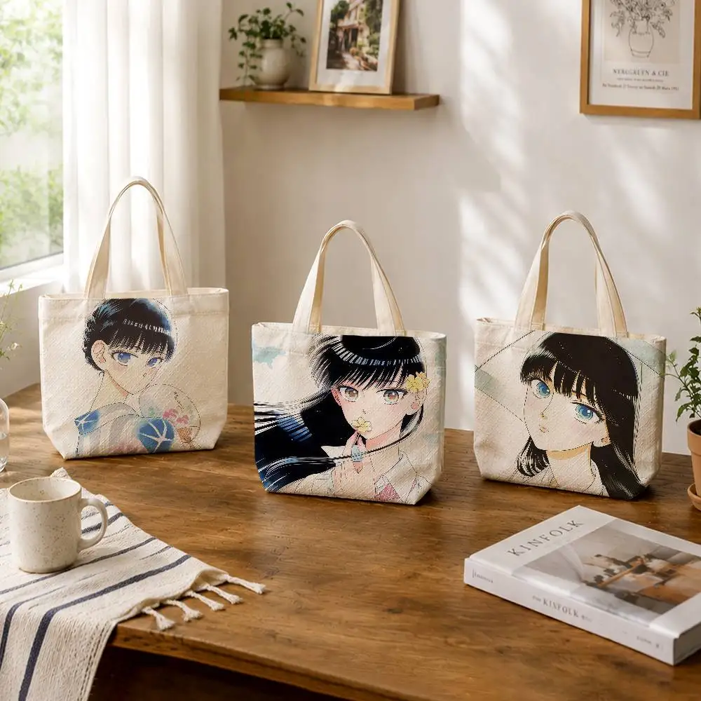 After the Rain Akira T-Tachibana Large Capacity Cotton Polyester Zipper Tote Bag Daily Shopping Shoulder Handbag
