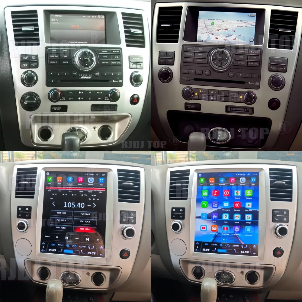 Android 14 Unit Car Radio Audio For Infiniti QX56 Nissan Armada 2008-2011 Tesla Screen Multimedia Player GPS Navigation Carplay