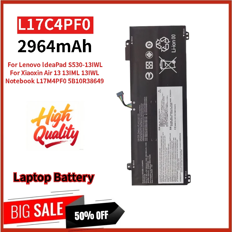 

100% New L17C4PF0 Laptop Battery 15.36V 2964mAh For Lenovo IdeaPad S530-13IWL and Xiaoxin Air 13 13IML 13IWL High Quality