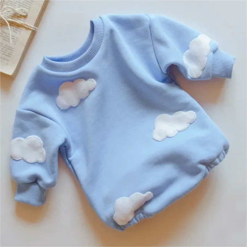 2023 Autumn Fashion New Boys and Girls Baby Romper Flower Cloud Patch Embroidery Long Sleeve Jumpsuit Newborn Cute Baby Jumpsuit