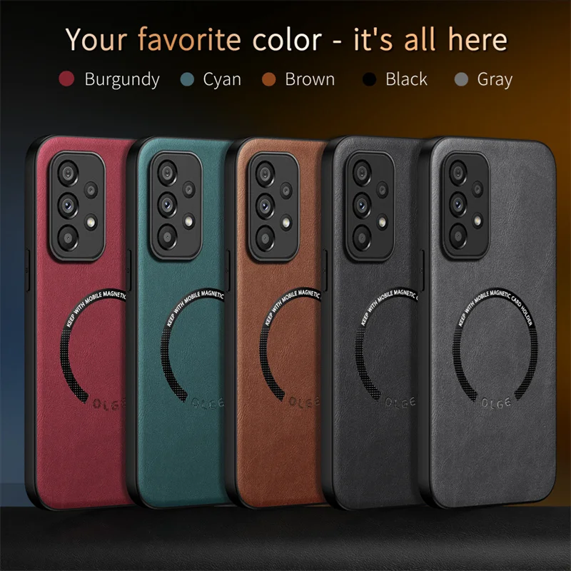 Leather Magnetic Case for Samsung Galaxy A05S A05 A55 A35 A25 A15 A54 A34 A24 A14 A53 A23 A13 A52 Magsafe Wireless Charge Cover