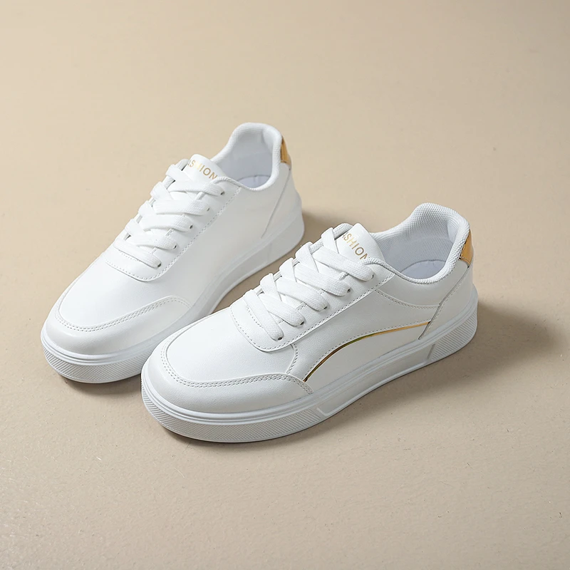 

Женская повседневная обувь для скейтборда на плоской подошве, новая модная белая обувь, удобная спортивная вулканизированная обувь больших размеров, уличные кроссовки для бега