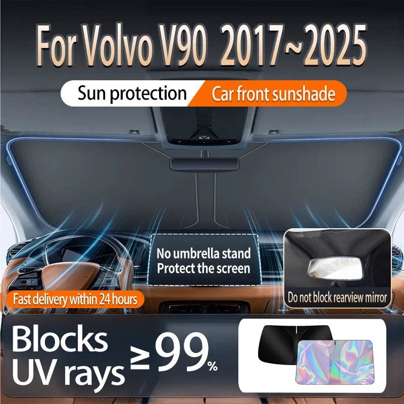 

Складной отражатель солнцезащитный козырек для Volvo V90 2017 ~ 2025 лобовое стекло автомобиля солнцезащитный козырек теплоизоляция летние автомобильные аксессуары для интерьера