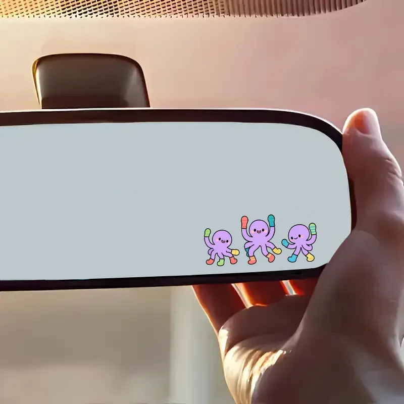 2Pcs Cute Dancing Octopus Stickers, Waterproof Vinyl, for Car Interior & Rearview Mirror