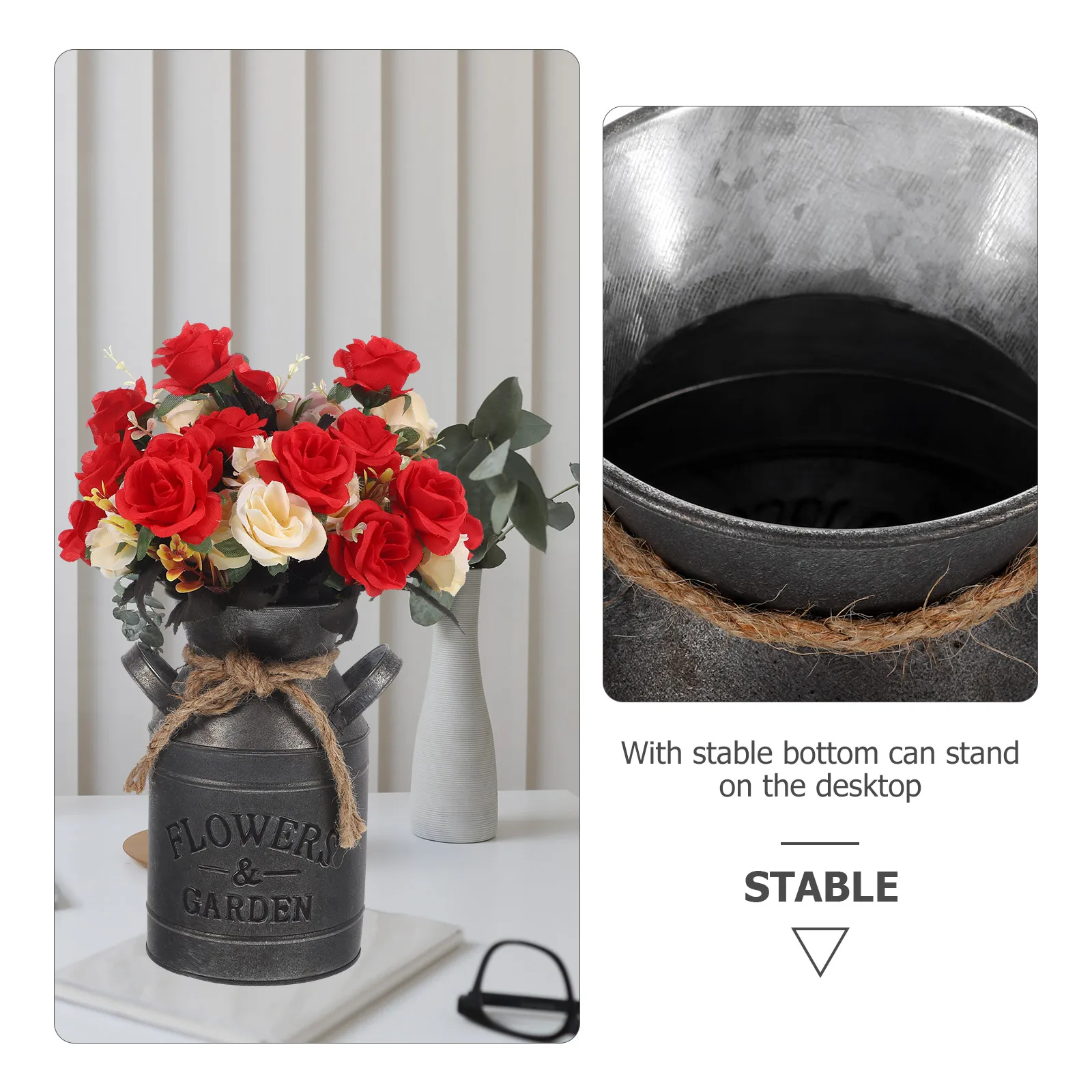 

Vintage Milk Can Flower Bucket Iron Plant Pot For Home Garden Decor Floral Arrangement Vase Metal Pitcher Jug