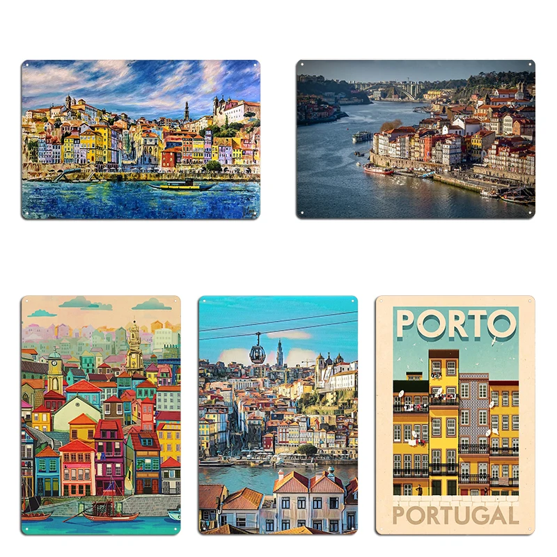 

Плакаты для путешествий Porto Portugal, металлическая табличка, плакат, настенный декор, паб, печатный бар, настенный декор, жестяная вывеска, плакат